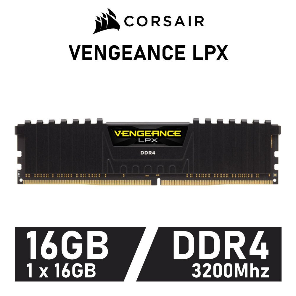 16GB (16GBx1) DDR4 3200MHz RAM (แรมพีซี) CORSAIR VENGEANCE LPX DDR4 (CMK16GX4M1E3200C16)