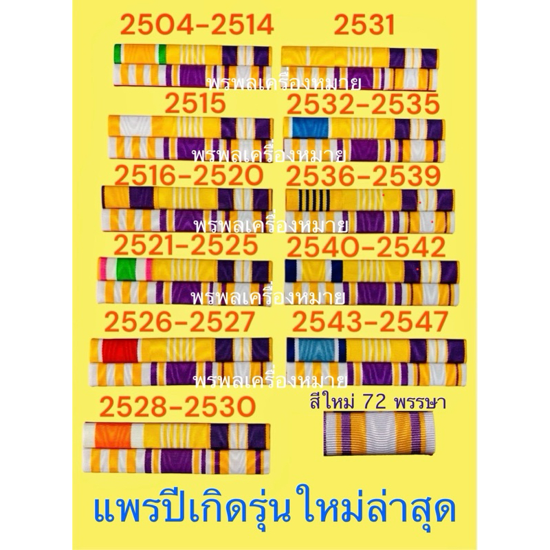 แถบสีผ้าแพรติดหน้าอกรุ่นใหม่ล่าสุด 72 พรรษา แกนพลาสติกอย่างดี ทนทานต่อการใช้งาน