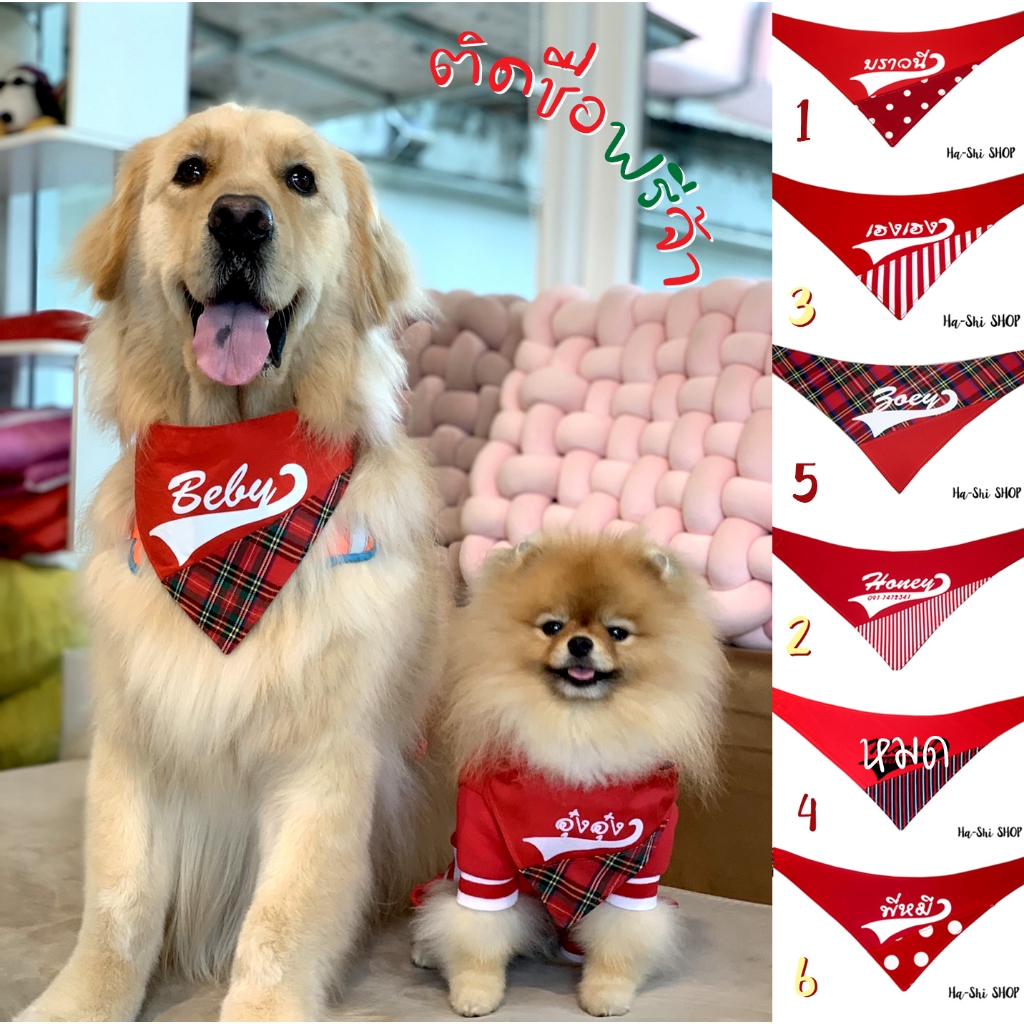 Ha-Shi SHOP ปลอกคอสุนัขพันธ์ใหญ่ ปลอกคอติดชื่อฟรีโทนแดง