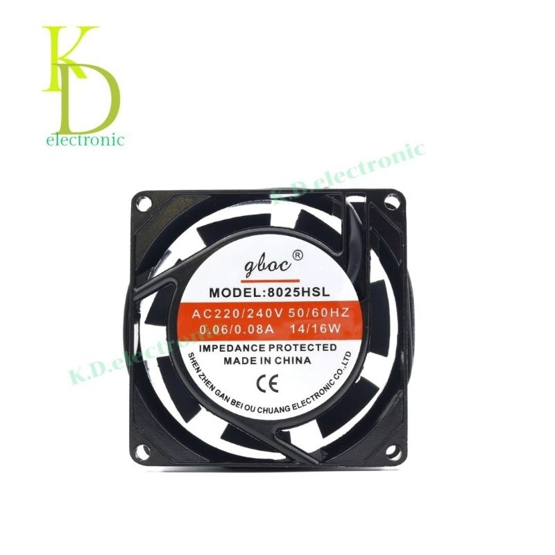 พัดลม 3นิ้ว ไฟ220VAC ขนาด 80x80x25 2สาย  ของใหม่ พร้อมส่ง