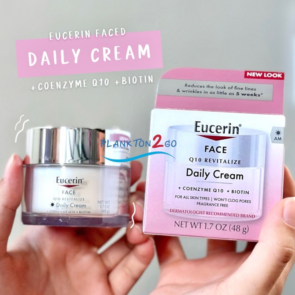 แพ็คเกจใหม่ EU Eucerin Daily Cream Coenzyme Q10 + Biotin 48g เดย์ครีมบำรุงผิวสูตรกลางวัน ผลิต 10/2023