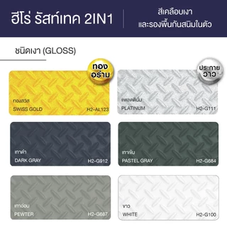 ฮีโร่ รัสท์เทค 2IN1 ชนิดเงา สีทาเหล็ก สีเคลือบ และรองพื้นกันสนิมในตัว HERO RustTech Gloss 2IN1-Enamel & Primer