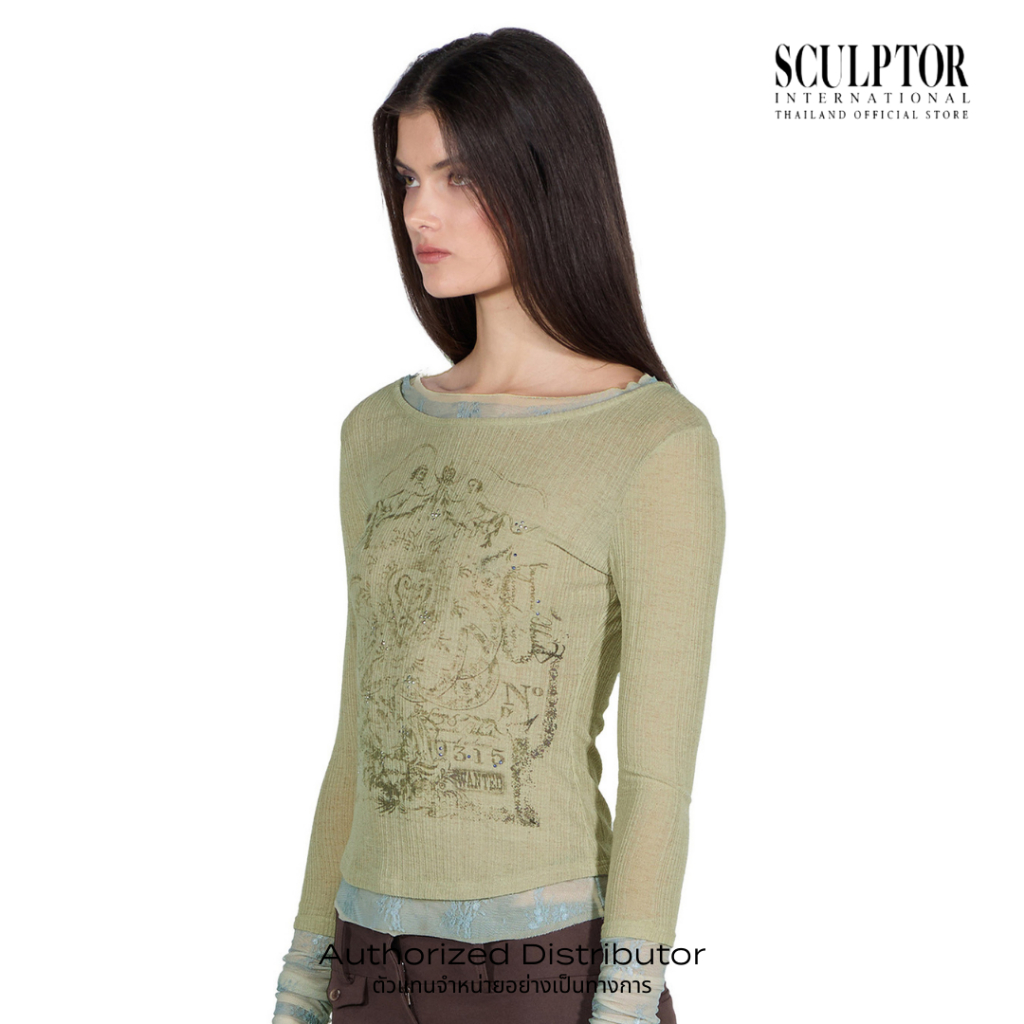 SCULPTOR® เสื้อยืด Triple Lace Layered Tee