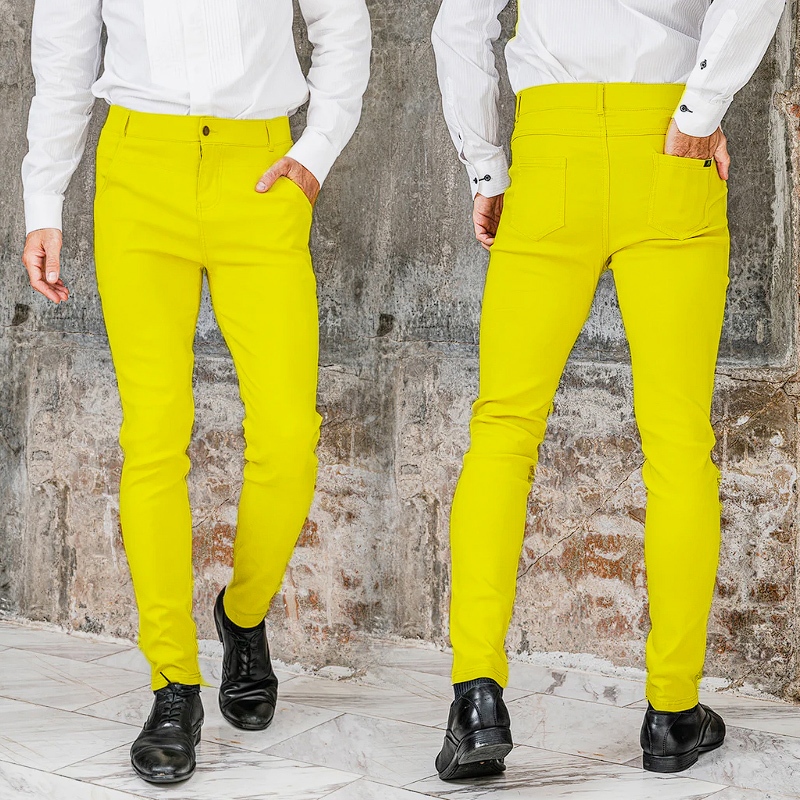 AB Skinny For Men สีเหลืองสด กางเกงสกินนี่ยีนส์ 16 สี ของแท้ จากเพจดัง 80,000 Like กางเกง AB สกินนี่ยีนส์ ผู้ชาย