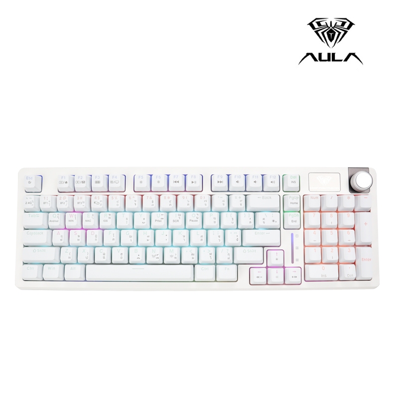 AULA S98 คีย์บอร์ดไร้สาย Gasket Mechanical Keyboard Red Switch 3IN1 คีย์ไทย 98 keys รับประกันศูนย์ไท