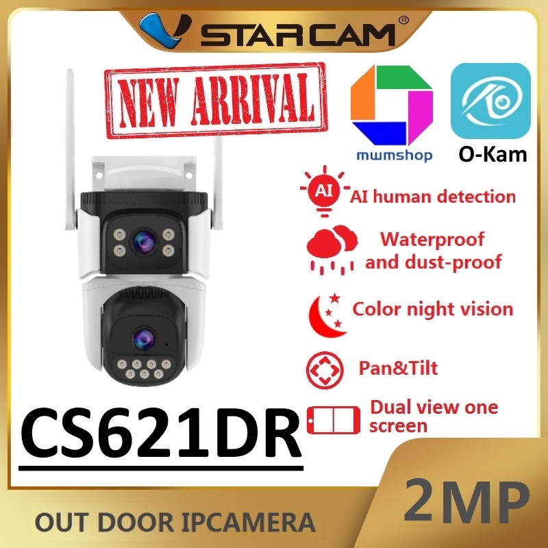 Vstarcam CS621DR ( เลนส์คู่ ) ความละเอียด 2 MP(12960P) กล้องวงจรปิดไร้สาย Outdoor มีAI+ สัญญาณเตือน