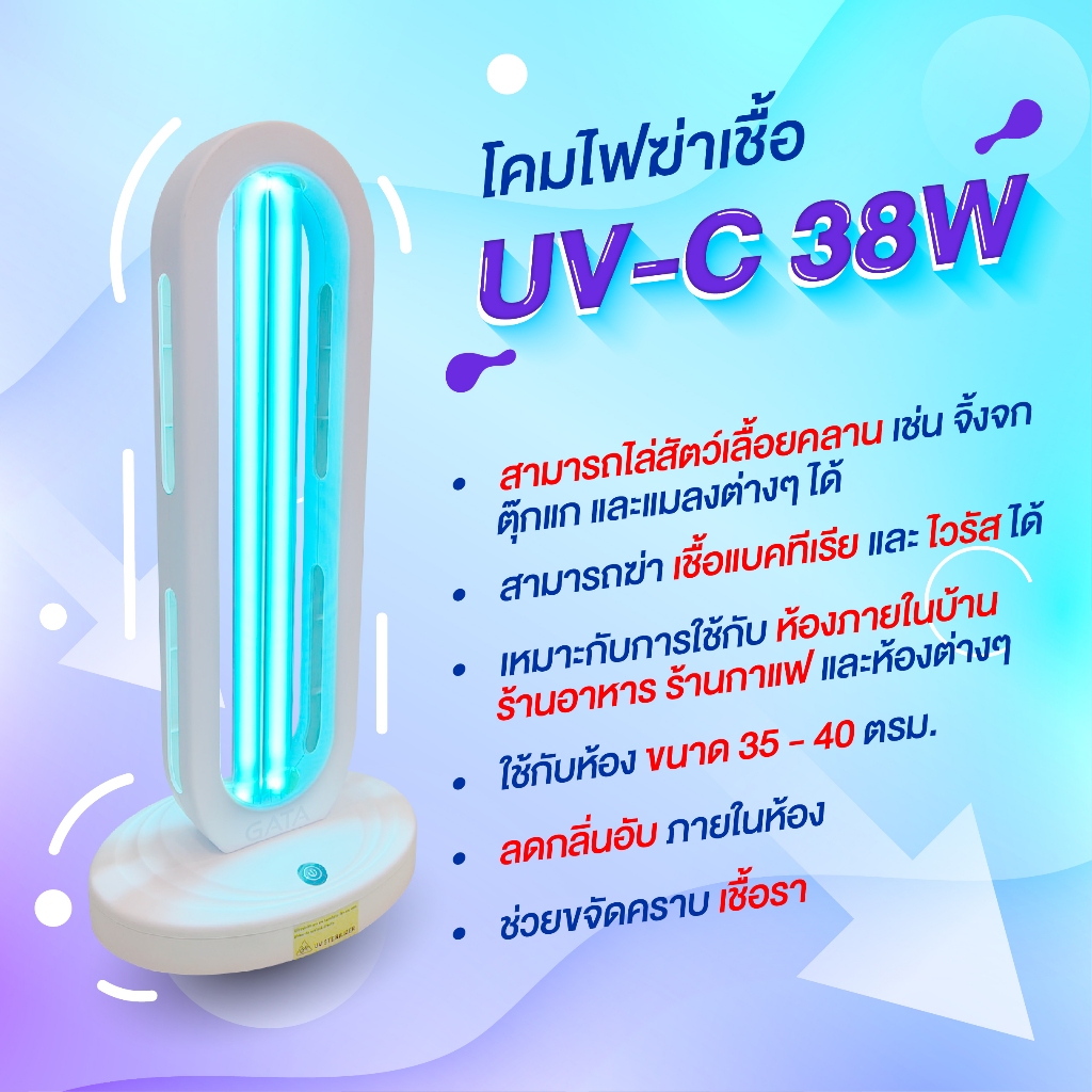โคมไฟฆ่าเชื้อ UV-C 38W 220V GATA