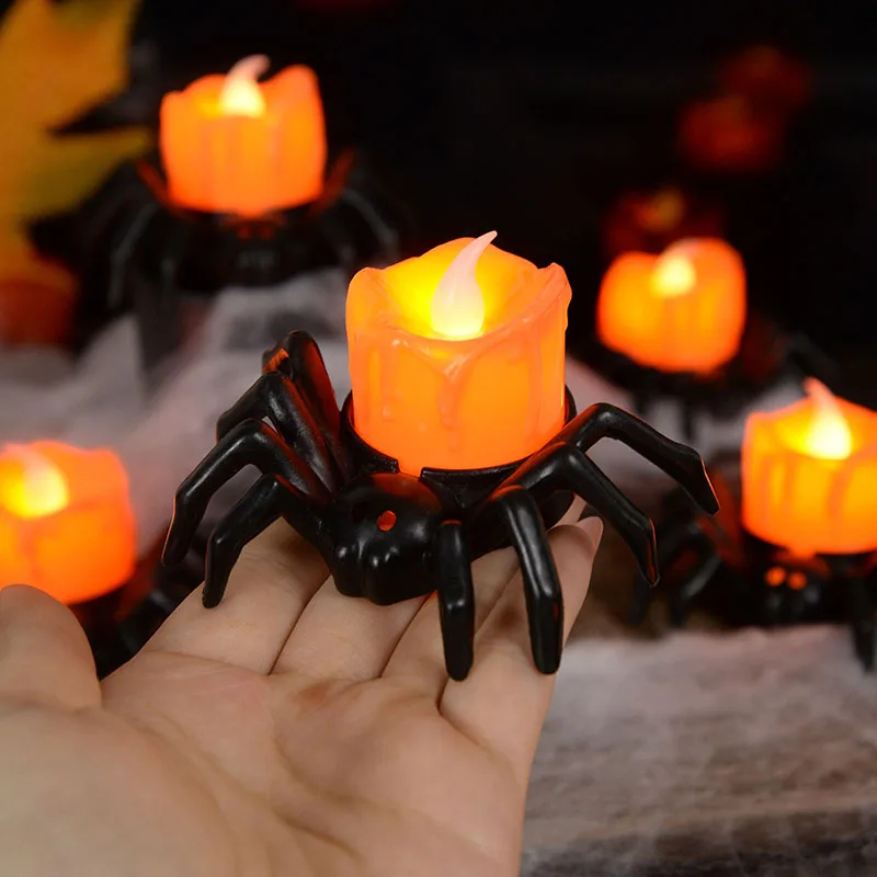 🔥สินค้าพร้อมส่งในไทย🔥รูปแมงมุม โคมไฟ LED ใช้แบตเตอรี่ พร็อบตกเเต่งฮาโลวีน ไฟตกแต่ง 1 ชิ้น
