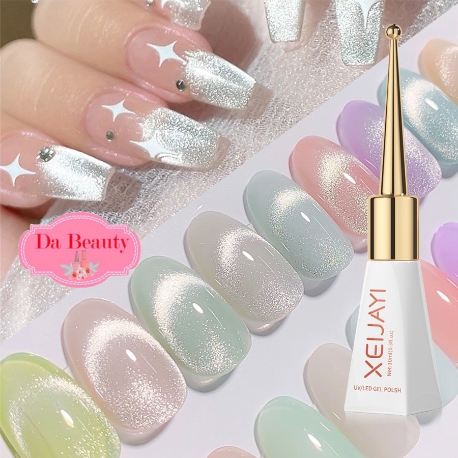 สีเจลทาเล็บลูกเเก้วเงินสว่าง ไม่ใช่สีเทา ยาทาเล็บลูกเเก้วเคลือบทับสีพื้น สีเจลลูกเเก้ว พร้อมส่งในไทย