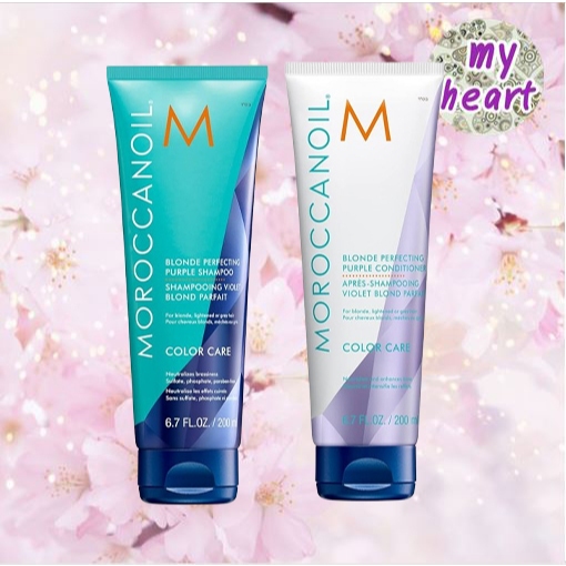 Moroccanoil Blonde Perfecting Purple Shampoo/Conditioner 200 ml แชมพูครีมนวดสำหรับผมทำสี แชมพูม่วง