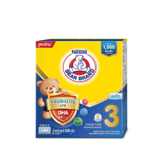 [นมผง] BEAR BRAND นมผง ตราหมี โพรเท็กชั่นสูตร 3 รสจืด 500 กรัม นมผงสำหรับเด็กอายุ 1 ปีขึ้นไปและทุกคนในครอบครัว