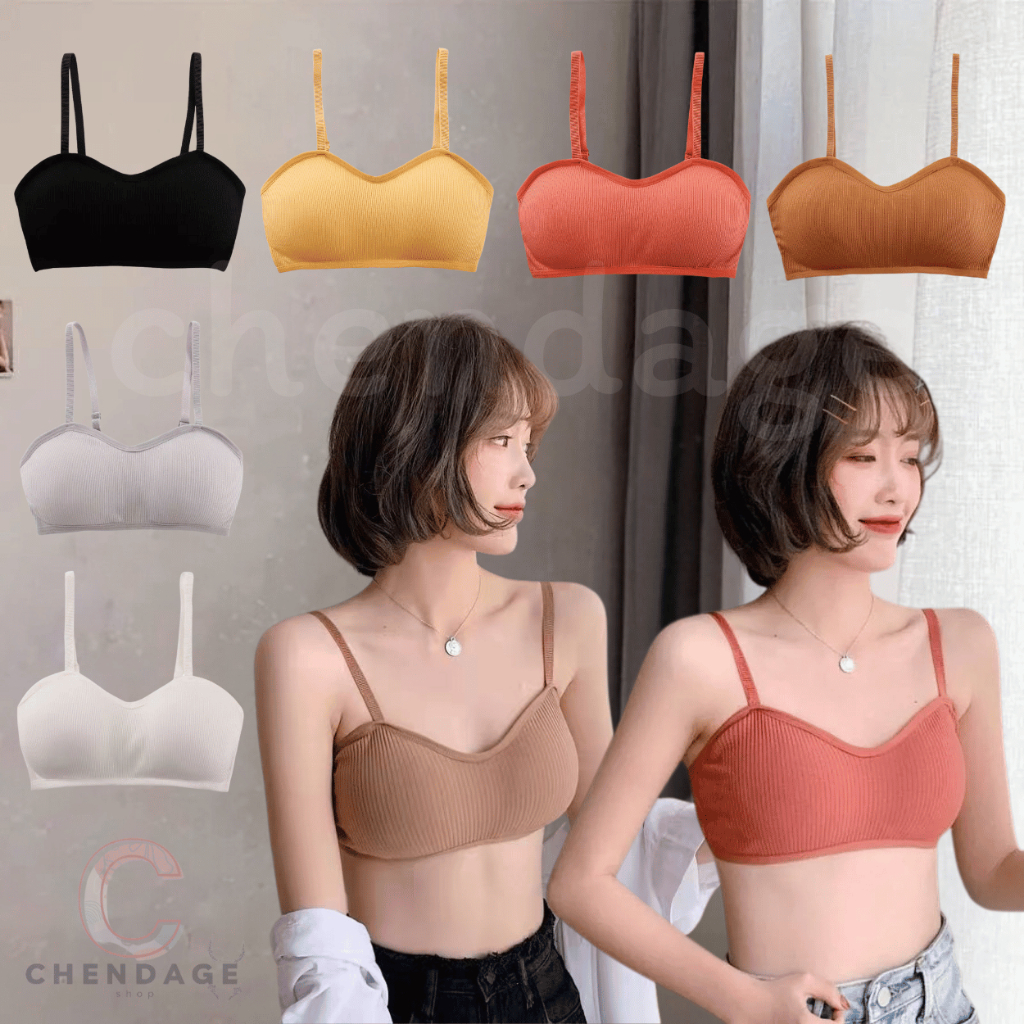 ชุดชั้นในสายเดี่ยว บราแบบสวม ไม่มีตะขอ รุ่น B-018 ฟองน้ำสามารถถอดออกได้ สีสวย ใส่สบาย พร้อมส่ง