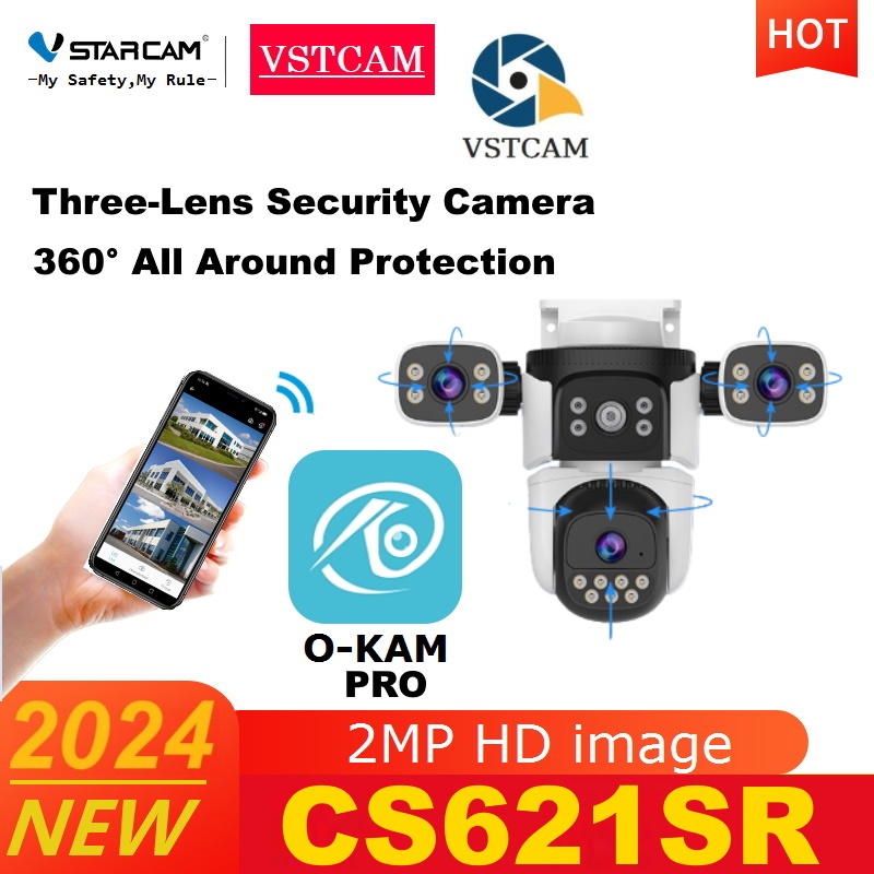 Vstarcam CS621SR ( 3เลนส์ ) ใหม่ 2024 ความละเอียด 3 ล้านพิกเซล กล้องวงจรปิดไร้สาย กล้องนอกบ้าน มีAI+ สัญญาณเตือน