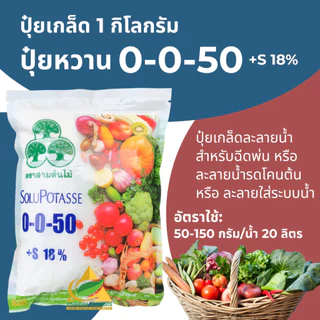 ปุ๋ย 0-0-50+18S โพแทสเซียมซัลเฟต ปุ๋ยเกล็ดYVP (1 กิโลกรัม) เพิ่มความหวาน เพิ่มสี ของผลผลิต