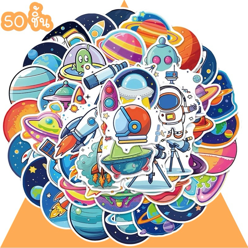 ʕ •ᴥ•ʔ ✿ สติกเกอร์Nasa 634 อวกาศ50ชิ้นคละลาย กันน้ำ สำหรับติดตกแต่งDIY นาซ่า นักบินอวกาศ NASA ยานอวกาศ จานบิน ดาว UFO