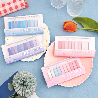 Sticky Notes Index แฟ้มไม้บรรทัด แบบกระดาษ มีกาวด้านหลัง เขียนได้ ไม่กันน้ำ มี 10 สี สีล่ะ 20 ชิ้น