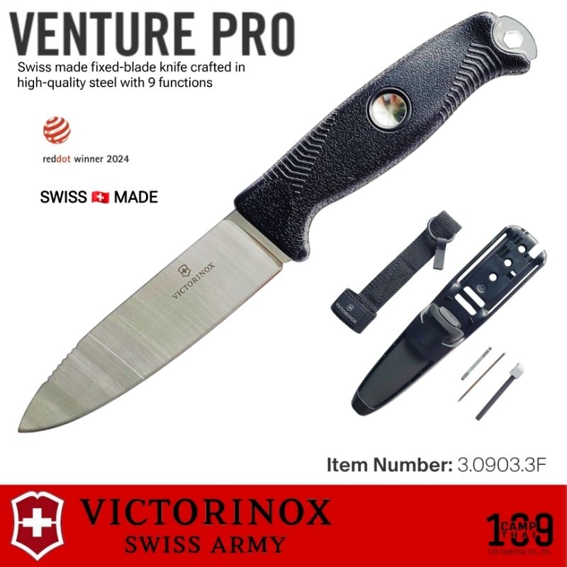 มีดพก VICTORINOX แท้ รุ่น Venture Pro มีดแบบ FULL TANG แหล็ก 14C28N มาพร้อมปลอกใส่ที่มีแท่งจุดไฟมาด้