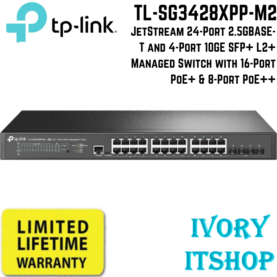 TP-LINK TL-SG3428XPP-M2 JetStream 24-Port 2.5GBASE-T and 4-Port 10GE SFP+ L2+ Managed Switch
