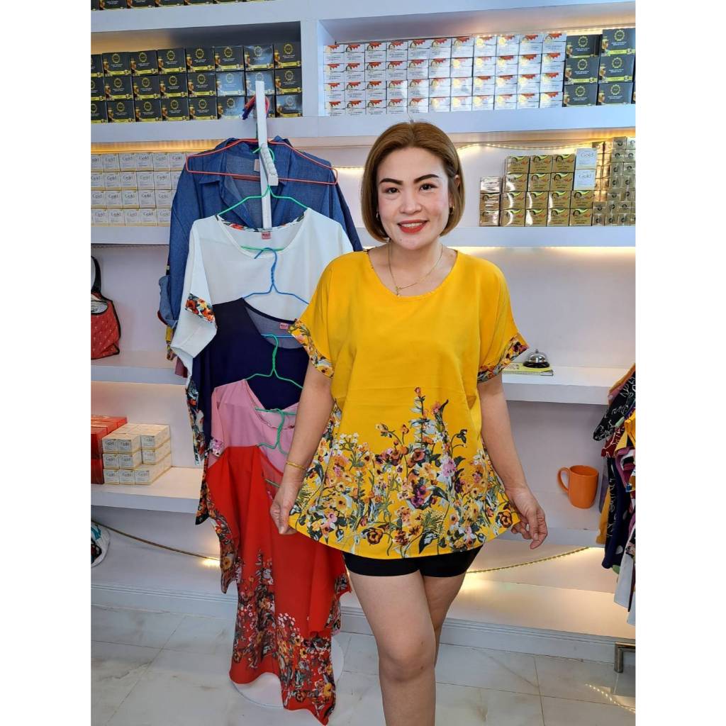 ค1//เสื้อคอกลมดอกไม้เชิงผ้าไหมอิตาลี ไซส์46/50นิ้ว ยาว25-26นิ้ว  ราคา119บาท
