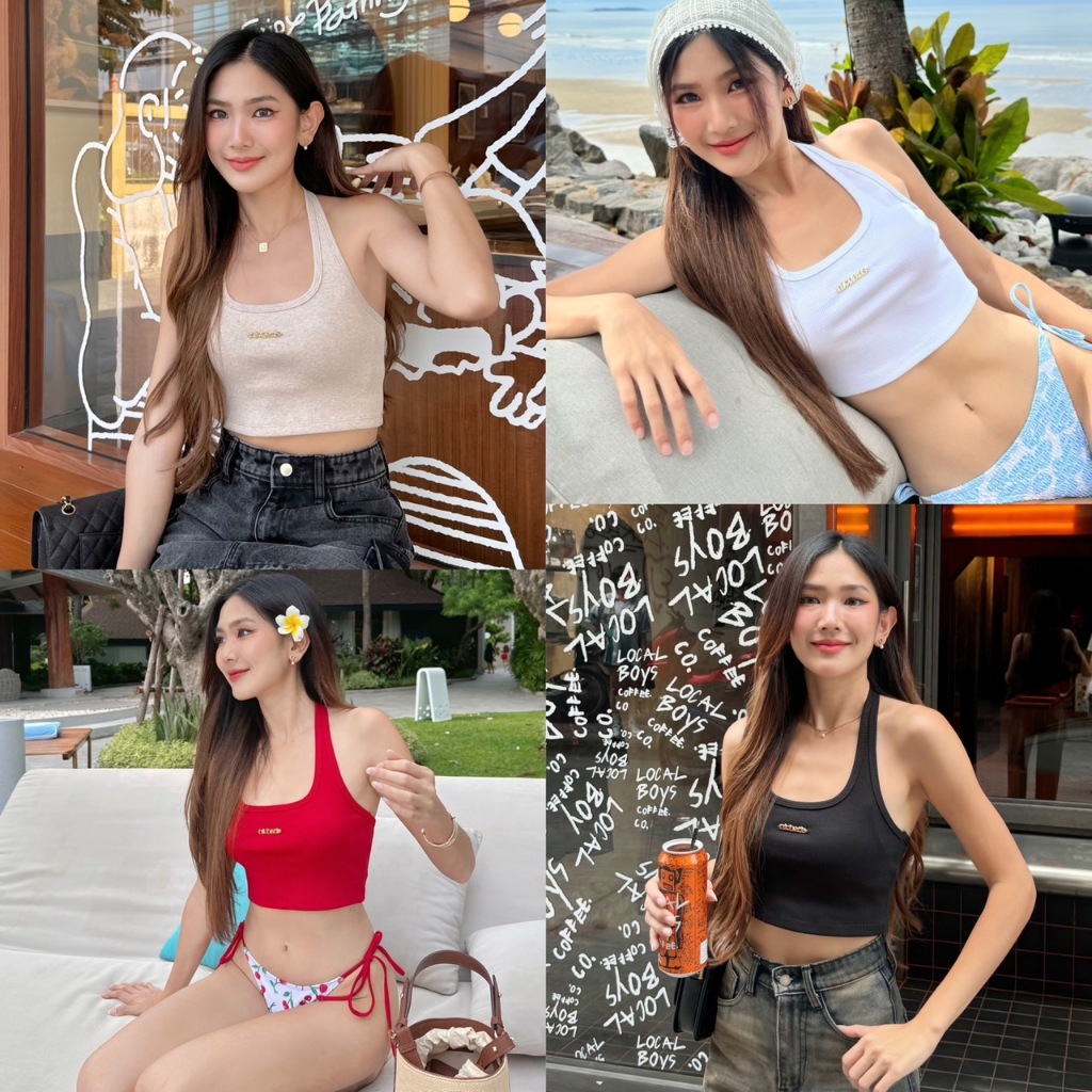 [ลดเหลือ 2xx.-เก็บโค้ดที่หน้าร้าน] NICHARIS - เสื้อครอปคล้องคอ รุ่น Kylie Top