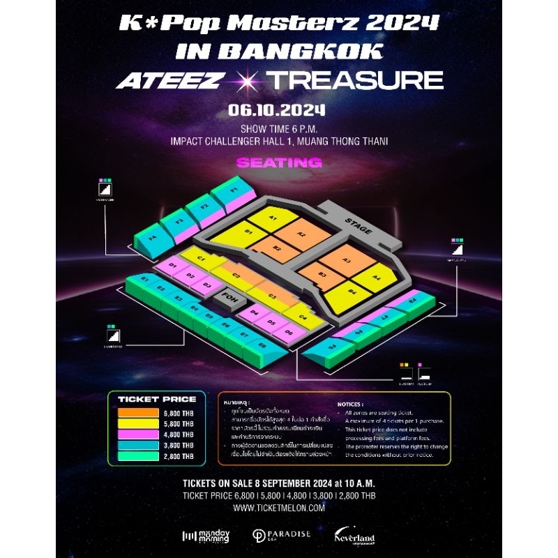 บัตรคอนเสิร์ต KPOPMASTERZinBANGKOK2024 ติดสเตจ ATEEZ TREASURE