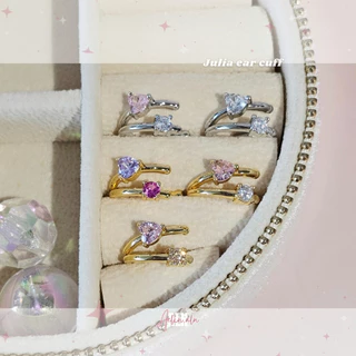 Julia ear cuff - Aelin.ALN ไม่เจาะหูใส่ได้ค่ะ (ต่างหูหนีบ ต่างหูแบบเกี่ยวรูปหัวใจมี 7 แบบให้เลือกสี) ปรับขนาดได้#EC4-1