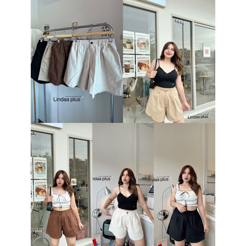ส่งจากทม กางเกงขาสั้นเอวสม็อค Plussizr