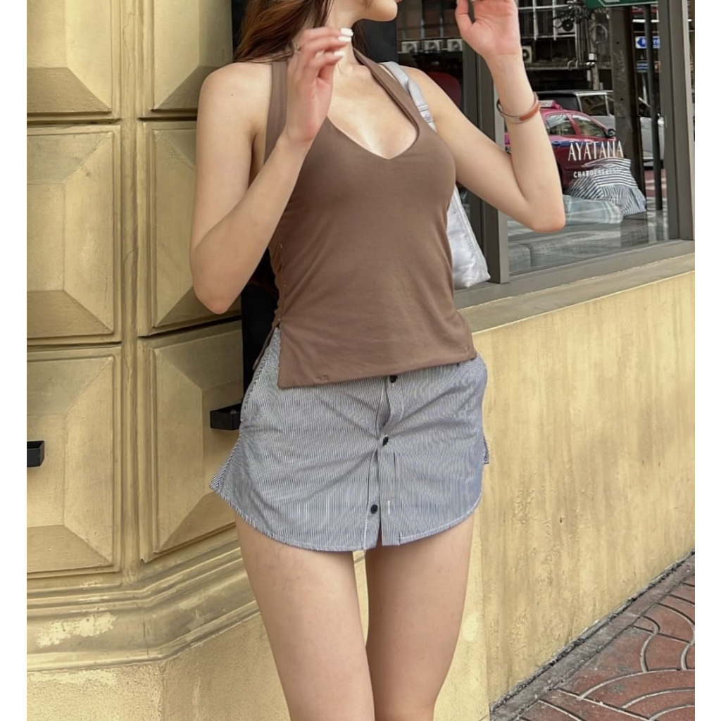 selena top - เสื้อคล้องคอ เย็บทบ 2 ชั้นเก็บทรงสวยแมทช์ง่าย - รูปที่ 6