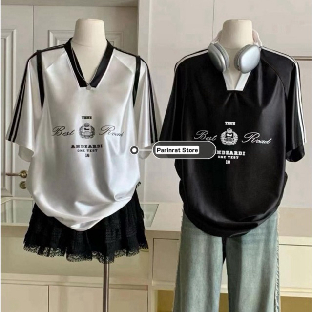[P903] : เสื้อแขนสั้น โทนสี Metallic สกรีนลายด้านหน้า
