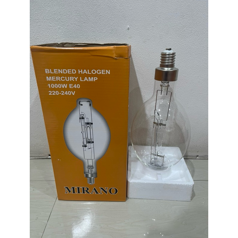 หลอดแสงจันทร์ E40 ไม่ผ่านบัลลาสต์ 1000W แสงสีส้ม Blended Halogen Mercury lamp ล่อหมึหล่อปลา ลานจอดรถ