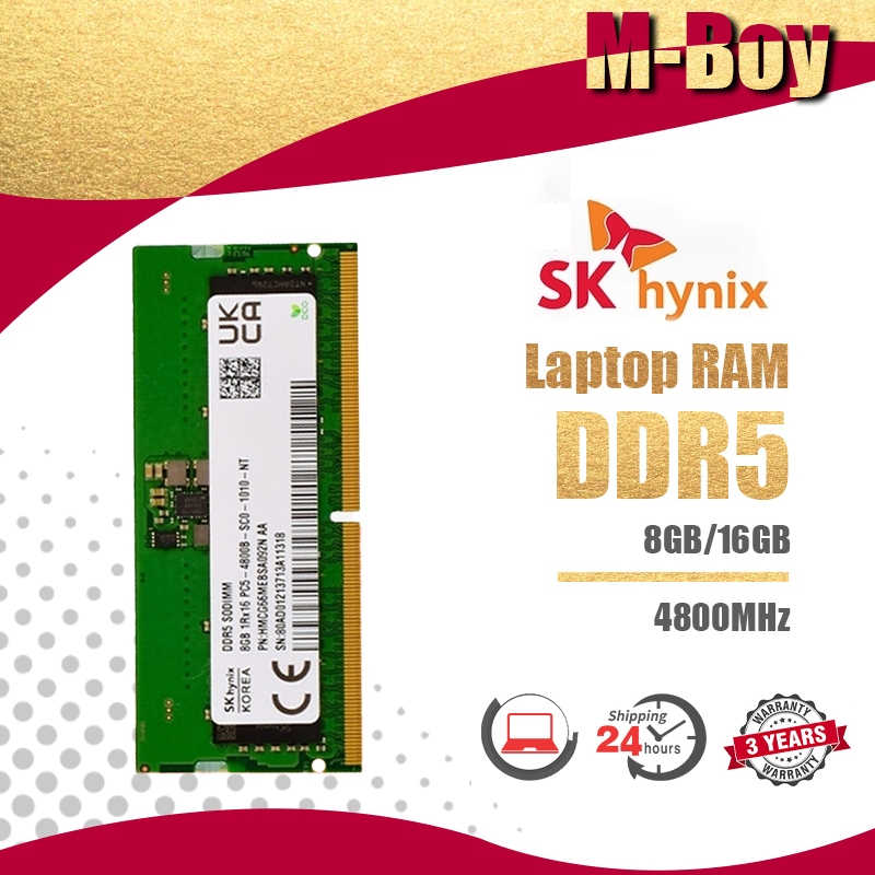 【สินค้าเฉพาะจุด】SK hynix 8GB/16GB 1Rx8 262Pin DDR5 SODIMM PC5-34800 Laptop Memory notebook RAM