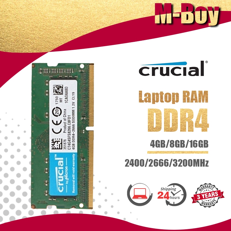 【สินค้าเฉพาะจุด】Crucial 4GB/8GB/16GB Laptop RAM DDR4 2400MHZ 2666MHZ 3200MHZ SODIMM memory for notebooks