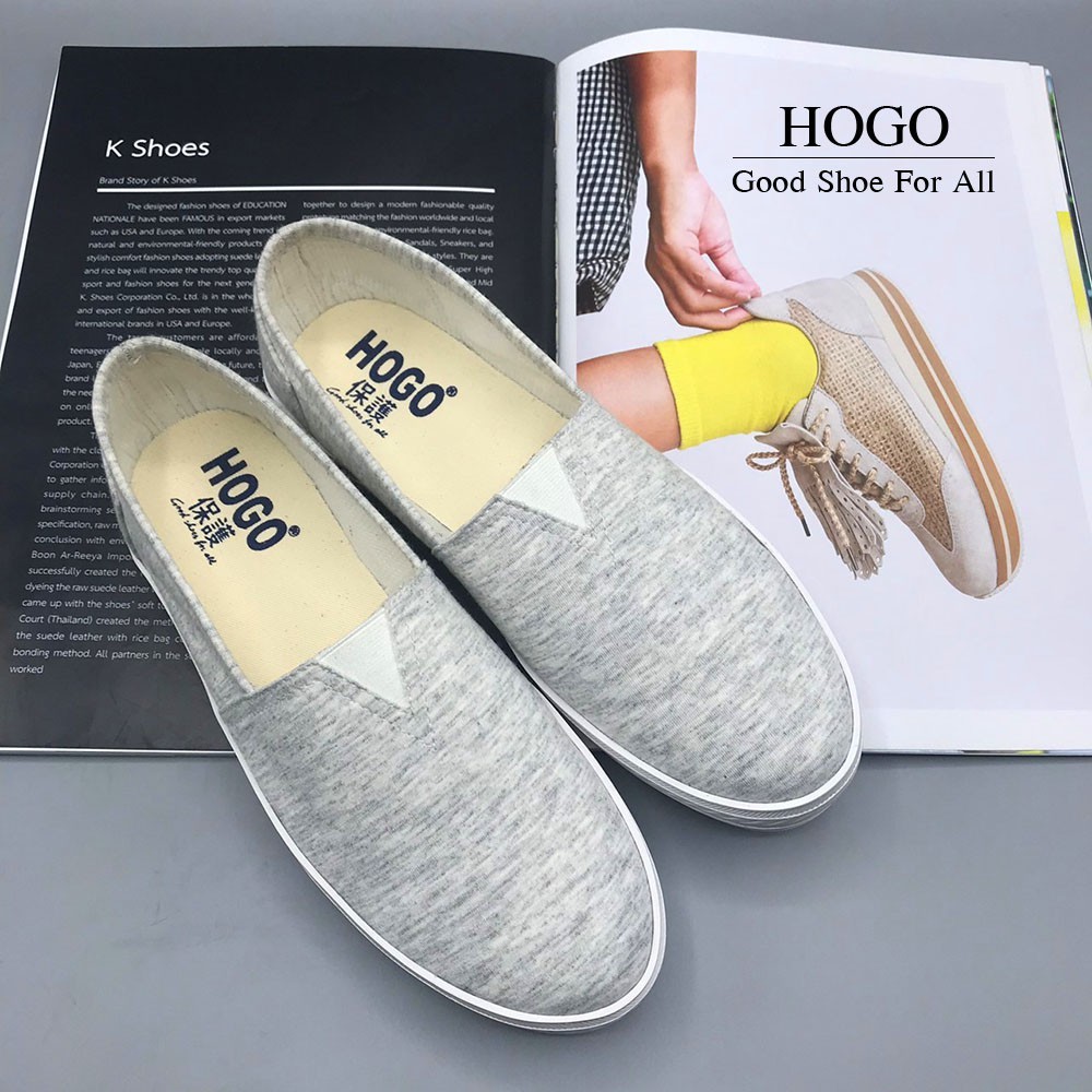 Kspring รองเท้าสลิปออน Slip on ผู้หญิง รองเท้าแบบสวม สไตล์มินิมอล ผ้าใบเกาหลี