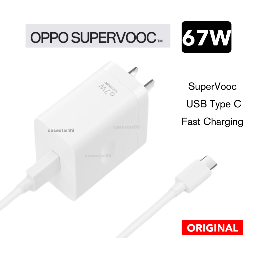 ชุดชาร์จ OPPO 67W SUPER FAST VOOC Type C ORIGINAL สายพร้อมหัวชาร์จ สินค้าแท้ A78 4G A98 Reno8 T 5G R