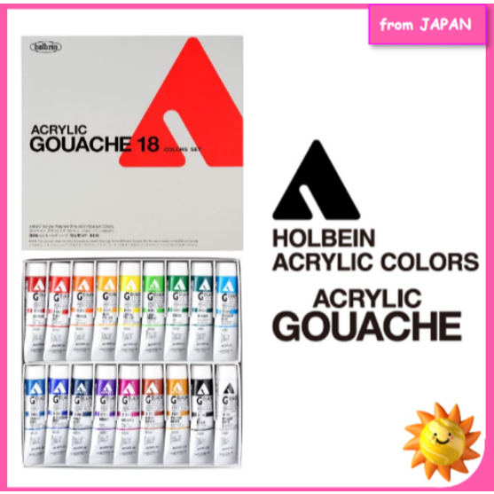 Holbein Acrylic Gouache D414 20ml 18-color set 07414mulch gouache Acrylic gouache Individual paint【D