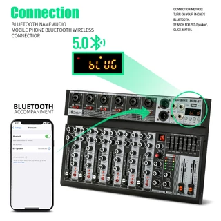 NEW BAXS เครื่องผสมเสียงมืออาชีพ 6 ช่องผสม MX06BT EQ เอาท์พุท 16DSP USB บลูทู ธ / MP3 สัญญาณผสม ได้หลายเครื่อง