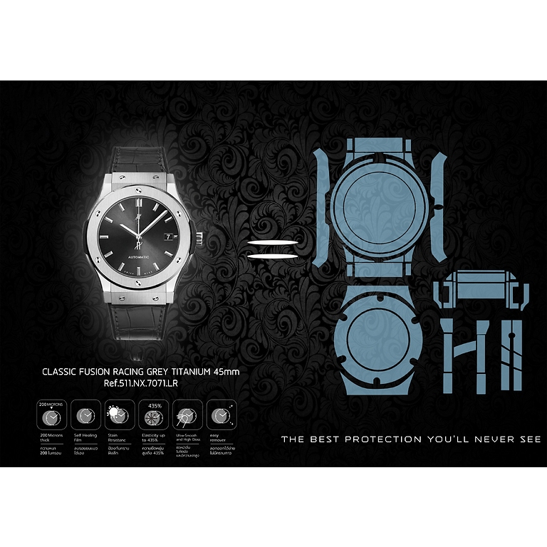 ฟิล์มกันรอยนาฬิกา Watch Protection Film สำหรับ แบรนด์ Hublot  Classic Fusion Racing Grey Titanium