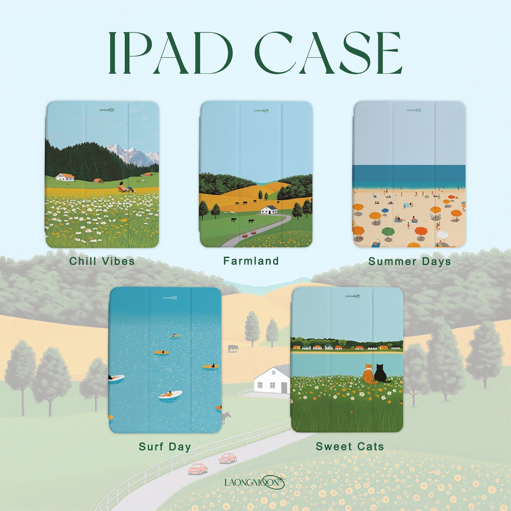 LAONGMOON เคสไอแพดหลังขุ่น พิมพ์ลาย Vacation Collection ipad case เคส iPad ใส่ปากกาได้ ลายธรรมชาติ