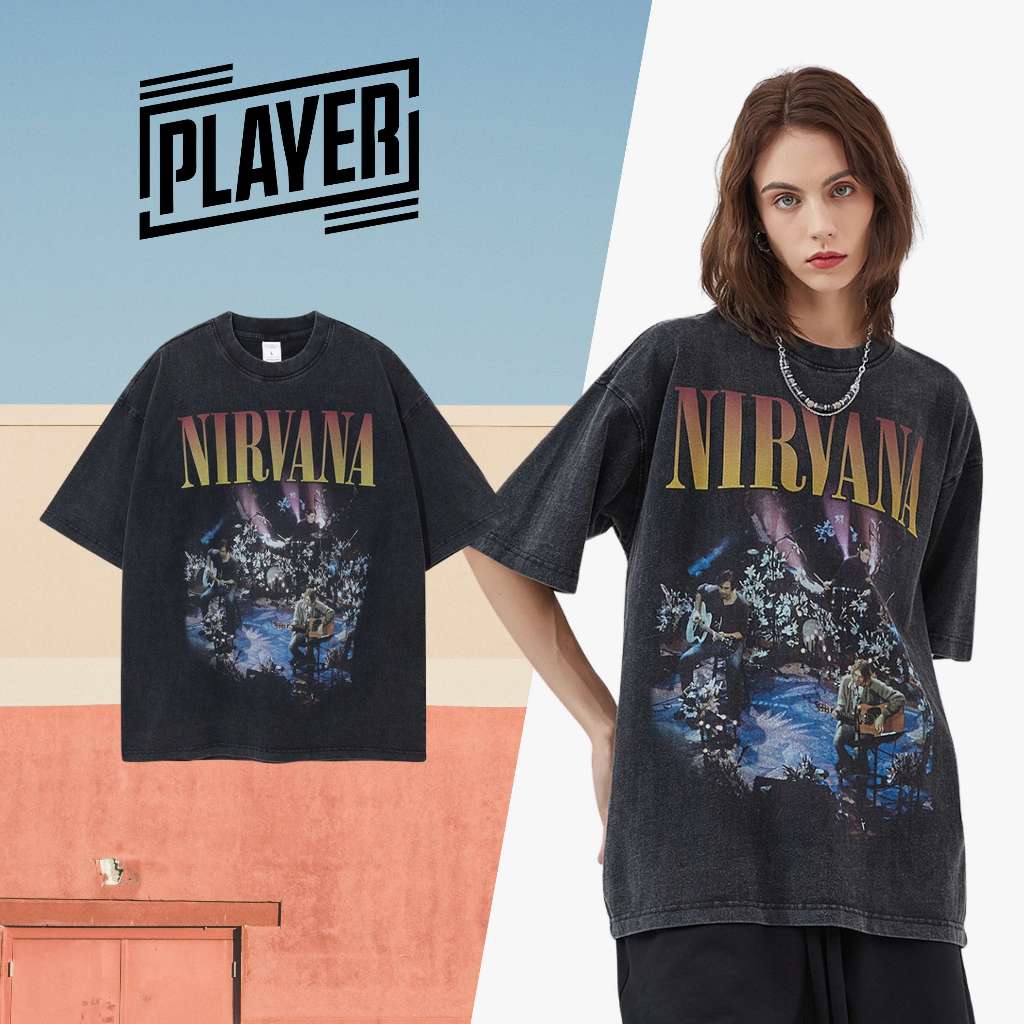 MTV NIRVANA เสื้อดำ เสื้อฟอกดำ#aa0003