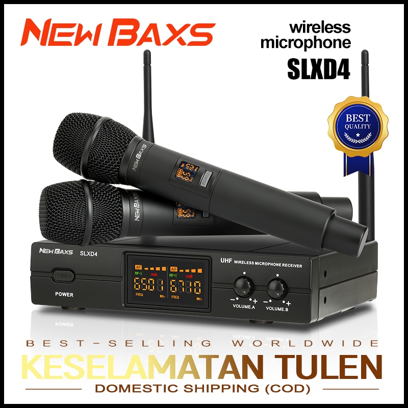 NEW BAXS SLXD4 ไมโครโฟนโลหะมือถือไร้สาย SHURE หนึ่งเครนสองครอบครัว KTV คาราโอเกะพิเศษ FM ส่วนหนึ่งขอ