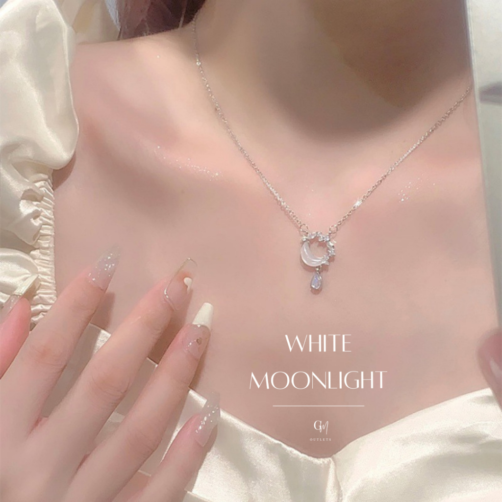 OUTLETS ล้างสต็อกจากโรงงานตรง White Moonlight Valentine ของขวัญ จี้พระจันทร์ สร้อยคอแฟชั่น สร้อยเงิน