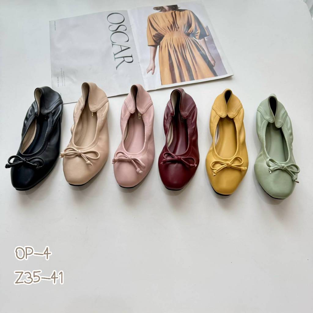 NIWA Shoes รองเท้าคัทชู รองเท้าบัลเล่ต์ ไม่มีส้น รุ่น Op-4