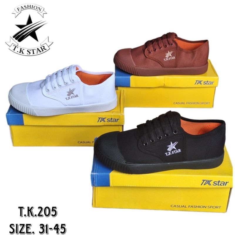 รองเท้าผ้าใบ นักเรียน TK.205s/LEO205สีดำ,ขาว,น้ำตาล ไซส์ 31"-45"*ทักเเชทขอบิลได้ก่อนส่งครับ*