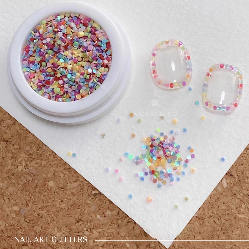 ของตกแต่งเล็บ หลากสี กลิตเตอร์วงกลม ฟอยสีพาสเทลตกแต่งเล็บ Pastel Nail Art DIY ดีไซน์ได้ตามใจชอบ