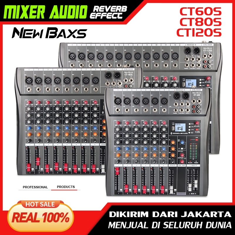 NEW BAXS CT-60S/CT80S/CT120S Professional Mixer6/8/12 ช่องสนับสนุน PC/USB/MP3/บลูทูธเล่น KTV Bar Party สตูดิโอบันทึก