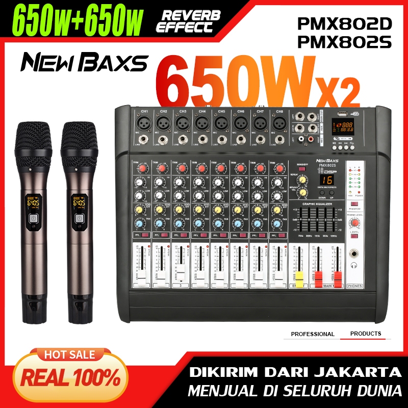 NEW BAXS PMX802S มิกเซอร์เสียงระดับมืออาชีพ 8ช่องทาง,16DSP อีควอไลเซอร์ 2 ชั้น EQ 650W กำลังสูง 2-ch