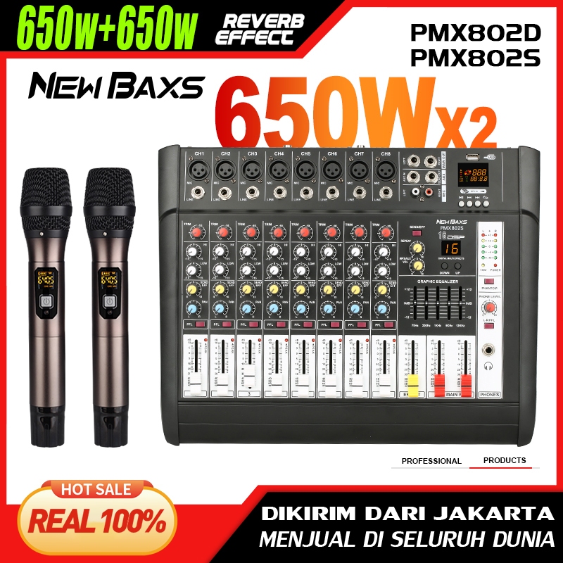 NEW BAXS PMX802S เครื่องผสมสัญญาณเสียงระดับมืออาชีพ 8 ช่องสัญญาณ16DSP อีควอไลเซอร์ 2 ชั้น EQไมโครโฟน