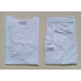 ชุดปฏิบัติธรรมหญิงสีขาวละมุน รัตนาภรณ์ (เสื้อแขนสามส่วน +กาง…