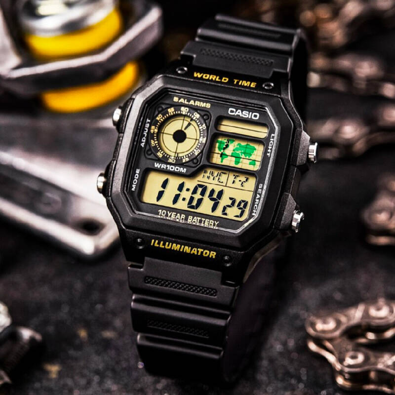 นาฬิกา Casio รุ่น AE-1200WHD-1A และ AE-1200WH นาฬิกาข้อมือผู้ชาย World time  -ของแท้ 100% ประกันศูนย์ CMG 1 ปี