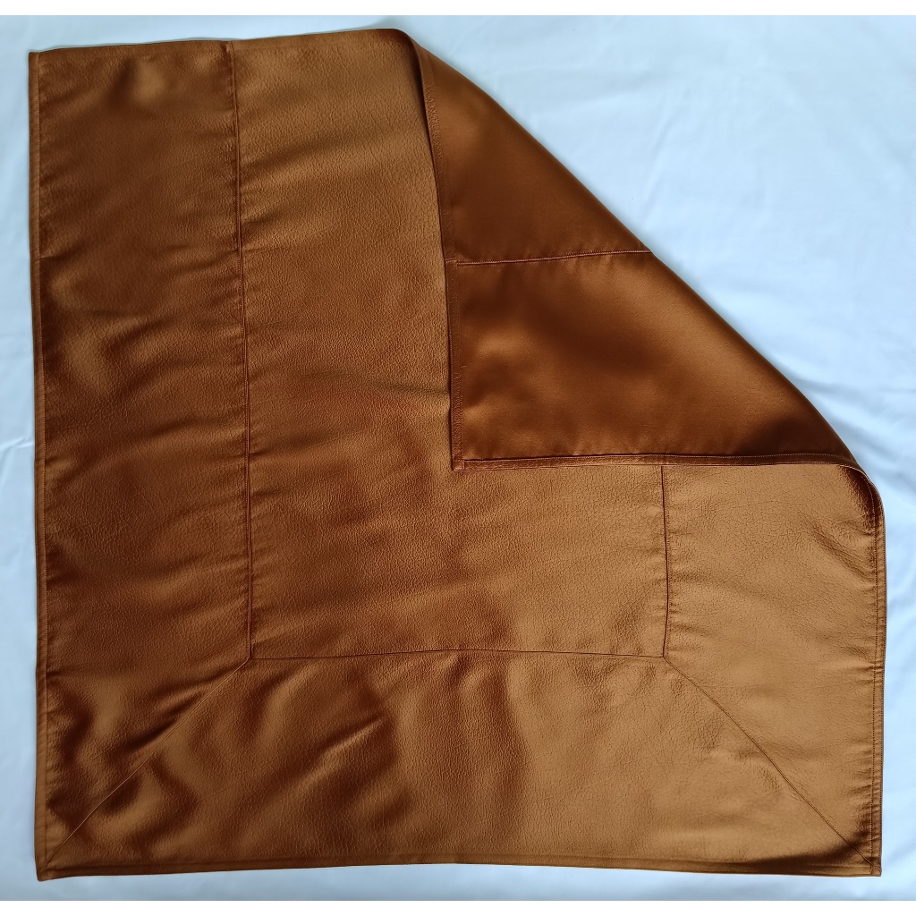 #ผ้าปูรองนั่งพระ ผ้าหนังเทียมลายชามัวร์ (พรีเมี่ยม)สีแก่น สีพระราชนิยม สีส้ม  ผ้านิสีทนะ สำหรับพระสงฆ์